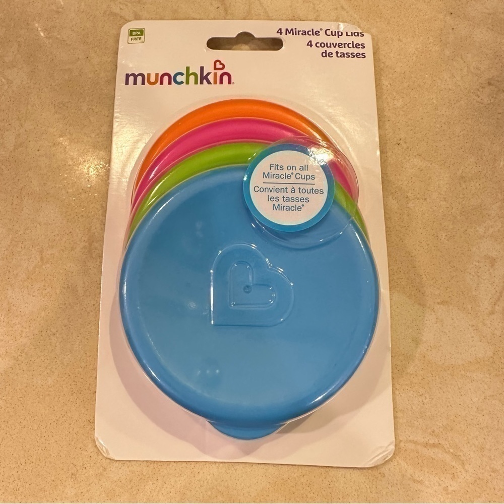 nwt Munchkin Four Miracle Cup Lids Orange Pink Blue Green